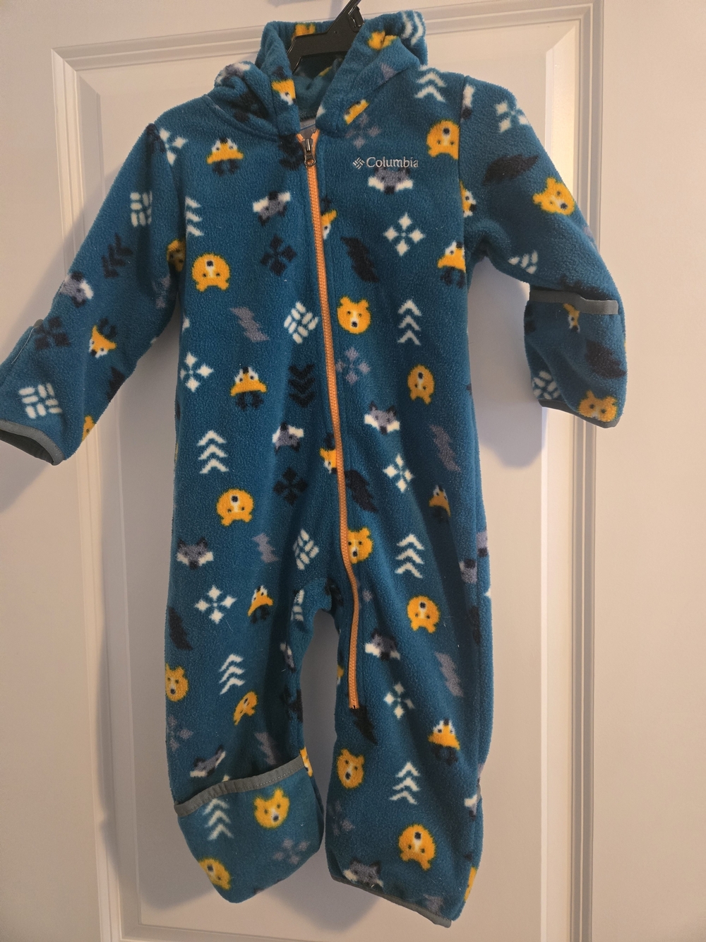 Columbia Toddler Teal Animal Fleece One-Piece 12-18m